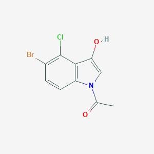 molecular formula C10H7BrClNO2 B051616 1-(5-溴-4-氯-3-羟基-1H-吲哚-1-基)乙酮 CAS No. 125328-76-9