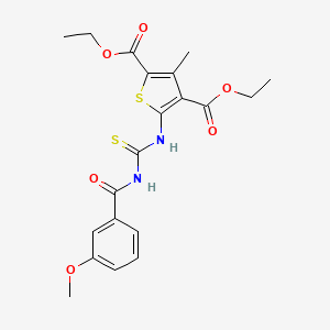 molecular formula C20H22N2O6S2 B5161650 Diethyl 5-({[(3-methoxyphenyl)carbonyl]carbamothioyl}amino)-3-methylthiophene-2,4-dicarboxylate 