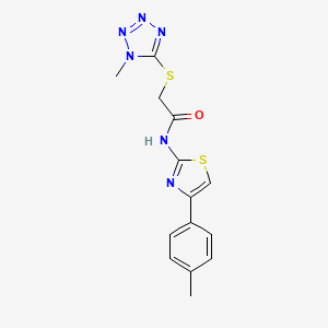 molecular formula C14H14N6OS2 B5161776 N-[4-(4-methylphenyl)-1,3-thiazol-2-yl]-2-[(1-methyl-1H-tetrazol-5-yl)sulfanyl]acetamide 