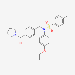 molecular formula C27H30N2O4S B5161903 N-(4-ethoxyphenyl)-4-methyl-N-[[4-(pyrrolidine-1-carbonyl)phenyl]methyl]benzenesulfonamide 