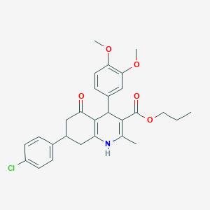 molecular formula C28H30ClNO5 B5161911 Propyl 7-(4-chlorophenyl)-4-(3,4-dimethoxyphenyl)-2-methyl-5-oxo-1,4,5,6,7,8-hexahydroquinoline-3-carboxylate CAS No. 5706-29-6