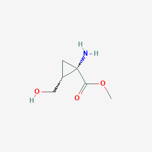 molecular formula C6H11NO3 B051620 Cyclopropanecarboxylic acid, 1-amino-2-(hydroxymethyl)-, methyl ester, (1S- CAS No. 114498-10-1