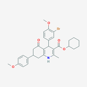molecular formula C31H34BrNO5 B5162209 Cyclohexyl 4-(3-bromo-4-methoxyphenyl)-7-(4-methoxyphenyl)-2-methyl-5-oxo-1,4,5,6,7,8-hexahydroquinoline-3-carboxylate CAS No. 5720-51-4