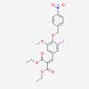 molecular formula C22H22INO8 B5162240 Diethyl 2-[[3-iodo-5-methoxy-4-[(4-nitrophenyl)methoxy]phenyl]methylidene]propanedioate 