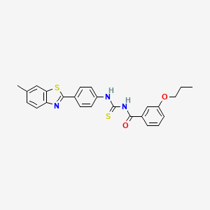 molecular formula C25H23N3O2S2 B5163056 N-({[4-(6-methyl-1,3-benzothiazol-2-yl)phenyl]amino}carbonothioyl)-3-propoxybenzamide 