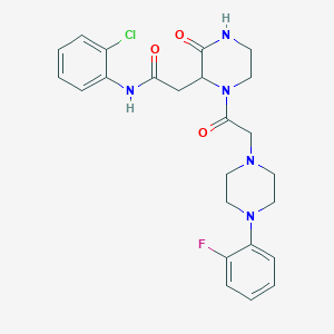 molecular formula C24H27ClFN5O3 B5163517 N-(2-chlorophenyl)-2-(1-{2-[4-(2-fluorophenyl)piperazino]acetyl}-3-oxo-2-piperazinyl)acetamide 