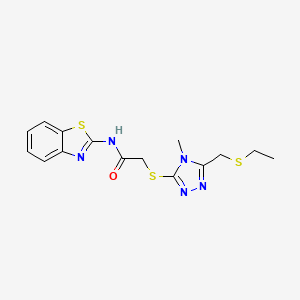 molecular formula C15H17N5OS3 B5163685 N-1,3-benzothiazol-2-yl-2-({5-[(ethylthio)methyl]-4-methyl-4H-1,2,4-triazol-3-yl}thio)acetamide 