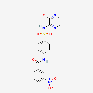 molecular formula C18H15N5O6S B5164257 N-{4-[(3-methoxypyrazin-2-yl)sulfamoyl]phenyl}-3-nitrobenzamide 