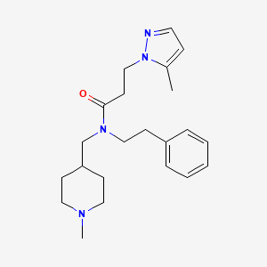 molecular formula C22H32N4O B5164289 N-[(1-methylpiperidin-4-yl)methyl]-3-(5-methylpyrazol-1-yl)-N-(2-phenylethyl)propanamide 
