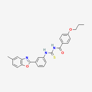 molecular formula C25H23N3O3S B5164386 N-{[3-(5-methyl-1,3-benzoxazol-2-yl)phenyl]carbamothioyl}-4-propoxybenzamide 