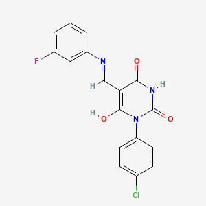 molecular formula C17H11ClFN3O3 B5164563 1-(4-Chlorophenyl)-5-[(3-fluorophenyl)iminomethyl]-6-hydroxypyrimidine-2,4-dione 