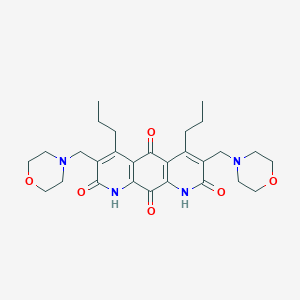 molecular formula C28H36N4O6 B051649 3,7-Bis(4-morpholinylmethyl)-4,6-dipropylpyrido[3,2-g]quinoline-2,5,8,10(1H,9H)-tetrone CAS No. 122037-01-8
