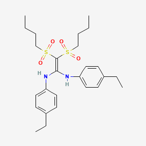 molecular formula C26H38N2O4S2 B5164968 N-[2,2-BIS(BUTANE-1-SULFONYL)-1-[(4-ETHYLPHENYL)AMINO]ETHENYL]-4-ETHYLANILINE 