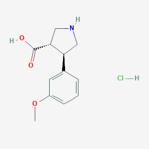 molecular formula C12H16ClNO3 B051650 (3S,4R)-4-(3-甲氧基苯基)吡咯烷-3-羧酸盐酸盐 CAS No. 1049735-29-6