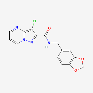 molecular formula C15H11ClN4O3 B5165443 N-(1,3-benzodioxol-5-ylmethyl)-3-chloropyrazolo[1,5-a]pyrimidine-2-carboxamide 