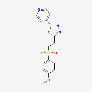 molecular formula C16H15N3O4S B5165749 4-{5-[2-(4-Methoxybenzenesulfonyl)ethyl]-1,3,4-oxadiazol-2-YL}pyridine 