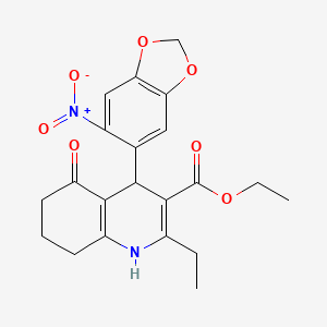 molecular formula C21H22N2O7 B5165953 ethyl 2-ethyl-4-(6-nitro-1,3-benzodioxol-5-yl)-5-oxo-4,6,7,8-tetrahydro-1H-quinoline-3-carboxylate 