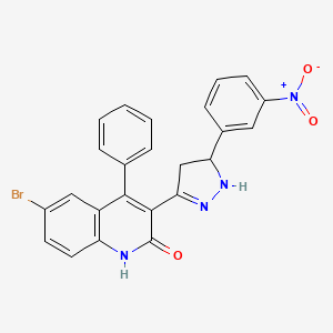 molecular formula C24H17BrN4O3 B5165972 6-bromo-3-[5-(3-nitrophenyl)-4,5-dihydro-1H-pyrazol-3-yl]-4-phenyl-1H-quinolin-2-one 