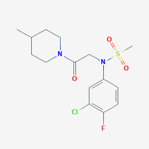 molecular formula C15H20ClFN2O3S B5166214 N-(3-chloro-4-fluorophenyl)-N-[2-(4-methyl-1-piperidinyl)-2-oxoethyl]methanesulfonamide 