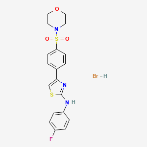 molecular formula C19H19BrFN3O3S2 B5166231 N-(4-fluorophenyl)-4-(4-morpholin-4-ylsulfonylphenyl)-1,3-thiazol-2-amine;hydrobromide 