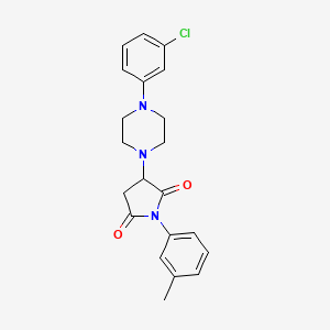 molecular formula C21H22ClN3O2 B5166250 3-[4-(3-Chlorophenyl)piperazin-1-yl]-1-(3-methylphenyl)pyrrolidine-2,5-dione 