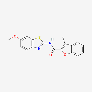 molecular formula C18H14N2O3S B5166281 N-(6-methoxy-1,3-benzothiazol-2-yl)-3-methyl-1-benzofuran-2-carboxamide 