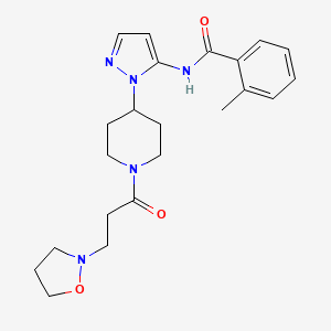 molecular formula C22H29N5O3 B5166785 N-(1-{1-[3-(2-isoxazolidinyl)propanoyl]-4-piperidinyl}-1H-pyrazol-5-yl)-2-methylbenzamide 