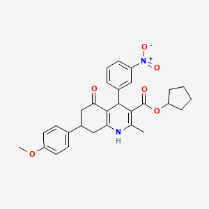 molecular formula C29H30N2O6 B5166822 Cyclopentyl 7-(4-methoxyphenyl)-2-methyl-4-(3-nitrophenyl)-5-oxo-1,4,5,6,7,8-hexahydroquinoline-3-carboxylate CAS No. 5726-44-3