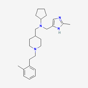 molecular formula C25H38N4 B5167026 N-[(2-methyl-1H-imidazol-5-yl)methyl]-N-[[1-[2-(2-methylphenyl)ethyl]piperidin-4-yl]methyl]cyclopentanamine 