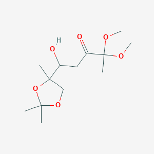 molecular formula C13H24O6 B051673 1-Hydroxy-4,4-dimethoxy-1-(2,2,4-trimethyl-1,3-dioxolan-4-yl)pentan-3-one CAS No. 123920-07-0
