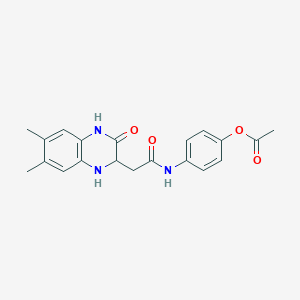 B5167387 4-{[2-(6,7-dimethyl-3-oxo-1,2,3,4-tetrahydro-2-quinoxalinyl)acetyl]amino}phenyl acetate CAS No. 5851-77-4