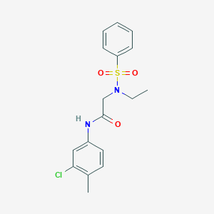 molecular formula C17H19ClN2O3S B5167408 N-(3-chloro-4-methylphenyl)-N~2~-ethyl-N~2~-(phenylsulfonyl)glycinamide 
