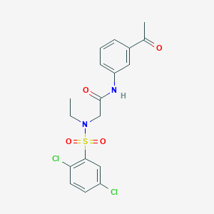 molecular formula C18H18Cl2N2O4S B5167510 N-(3-acetylphenyl)-N~2~-[(2,5-dichlorophenyl)sulfonyl]-N~2~-ethylglycinamide 