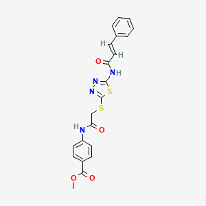 molecular formula C21H18N4O4S2 B5168131 methyl 4-[[2-[[5-[[(E)-3-phenylprop-2-enoyl]amino]-1,3,4-thiadiazol-2-yl]sulfanyl]acetyl]amino]benzoate 