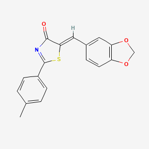 molecular formula C18H13NO3S B5168136 (5Z)-5-[(2H-1,3-BENZODIOXOL-5-YL)METHYLIDENE]-2-(4-METHYLPHENYL)-4,5-DIHYDRO-1,3-THIAZOL-4-ONE 