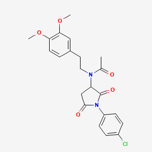 molecular formula C22H23ClN2O5 B5168264 N-[1-(4-chlorophenyl)-2,5-dioxopyrrolidin-3-yl]-N-[2-(3,4-dimethoxyphenyl)ethyl]acetamide 