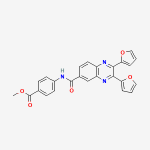 molecular formula C25H17N3O5 B5168542 Methyl 4-[[2,3-bis(furan-2-yl)quinoxaline-6-carbonyl]amino]benzoate 
