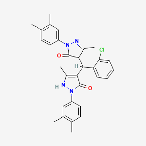 B5168683 4-{(2-chlorophenyl)[1-(3,4-dimethylphenyl)-5-hydroxy-3-methyl-1H-pyrazol-4-yl]methyl}-2-(3,4-dimethylphenyl)-5-methyl-2,4-dihydro-3H-pyrazol-3-one CAS No. 5629-04-9