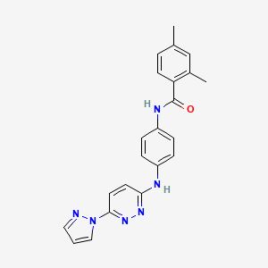 molecular formula C22H20N6O B5168734 2,4-dimethyl-N-(4-{[6-(1H-pyrazol-1-yl)pyridazin-3-yl]amino}phenyl)benzamide 