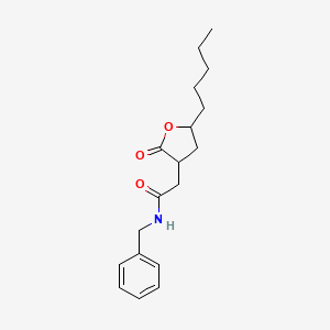 molecular formula C18H25NO3 B5168811 N-benzyl-2-(2-oxo-5-pentyloxolan-3-yl)acetamide 