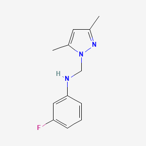 molecular formula C12H14FN3 B5168980 N-[(3,5-dimethylpyrazol-1-yl)methyl]-3-fluoroaniline 