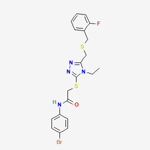 molecular formula C20H20BrFN4OS2 B5169048 N-(4-bromophenyl)-2-[[4-ethyl-5-[(2-fluorophenyl)methylsulfanylmethyl]-1,2,4-triazol-3-yl]sulfanyl]acetamide 