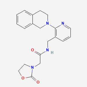 molecular formula C20H22N4O3 B5169151 N-[[2-(3,4-dihydro-1H-isoquinolin-2-yl)pyridin-3-yl]methyl]-2-(2-oxo-1,3-oxazolidin-3-yl)acetamide 