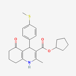 molecular formula C23H27NO3S B5169258 Cyclopentyl 2-methyl-4-[4-(methylsulfanyl)phenyl]-5-oxo-1,4,5,6,7,8-hexahydroquinoline-3-carboxylate 