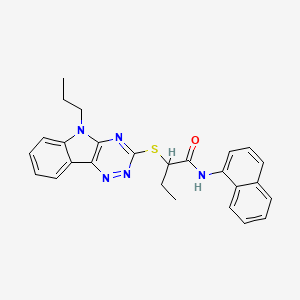 molecular formula C26H25N5OS B5169415 N-(naphthalen-1-yl)-2-[(5-propyl-5H-[1,2,4]triazino[5,6-b]indol-3-yl)sulfanyl]butanamide 