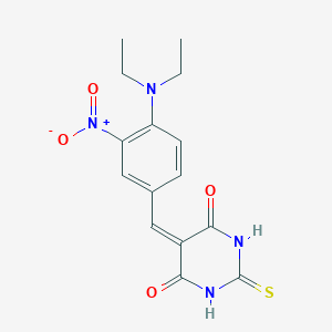 molecular formula C15H16N4O4S B5169878 5-[[4-(Diethylamino)-3-nitrophenyl]methylidene]-2-sulfanylidene-1,3-diazinane-4,6-dione 