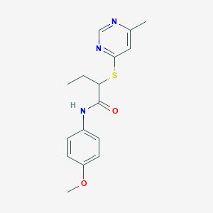 molecular formula C16H19N3O2S B5170080 N-(4-methoxyphenyl)-2-(6-methylpyrimidin-4-yl)sulfanylbutanamide 