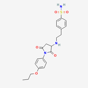 molecular formula C21H25N3O5S B5170173 4-(2-{[2,5-Dioxo-1-(4-propoxyphenyl)pyrrolidin-3-yl]amino}ethyl)benzenesulfonamide 