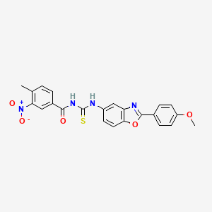 molecular formula C23H18N4O5S B5170198 N-{[2-(4-methoxyphenyl)-1,3-benzoxazol-5-yl]carbamothioyl}-4-methyl-3-nitrobenzamide 