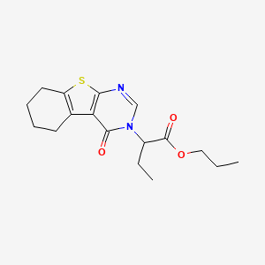 molecular formula C17H22N2O3S B5170245 Propyl 2-(4-oxo-5,6,7,8-tetrahydro-[1]benzothiolo[2,3-d]pyrimidin-3-yl)butanoate 